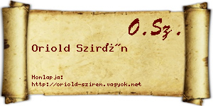 Oriold Szirén névjegykártya